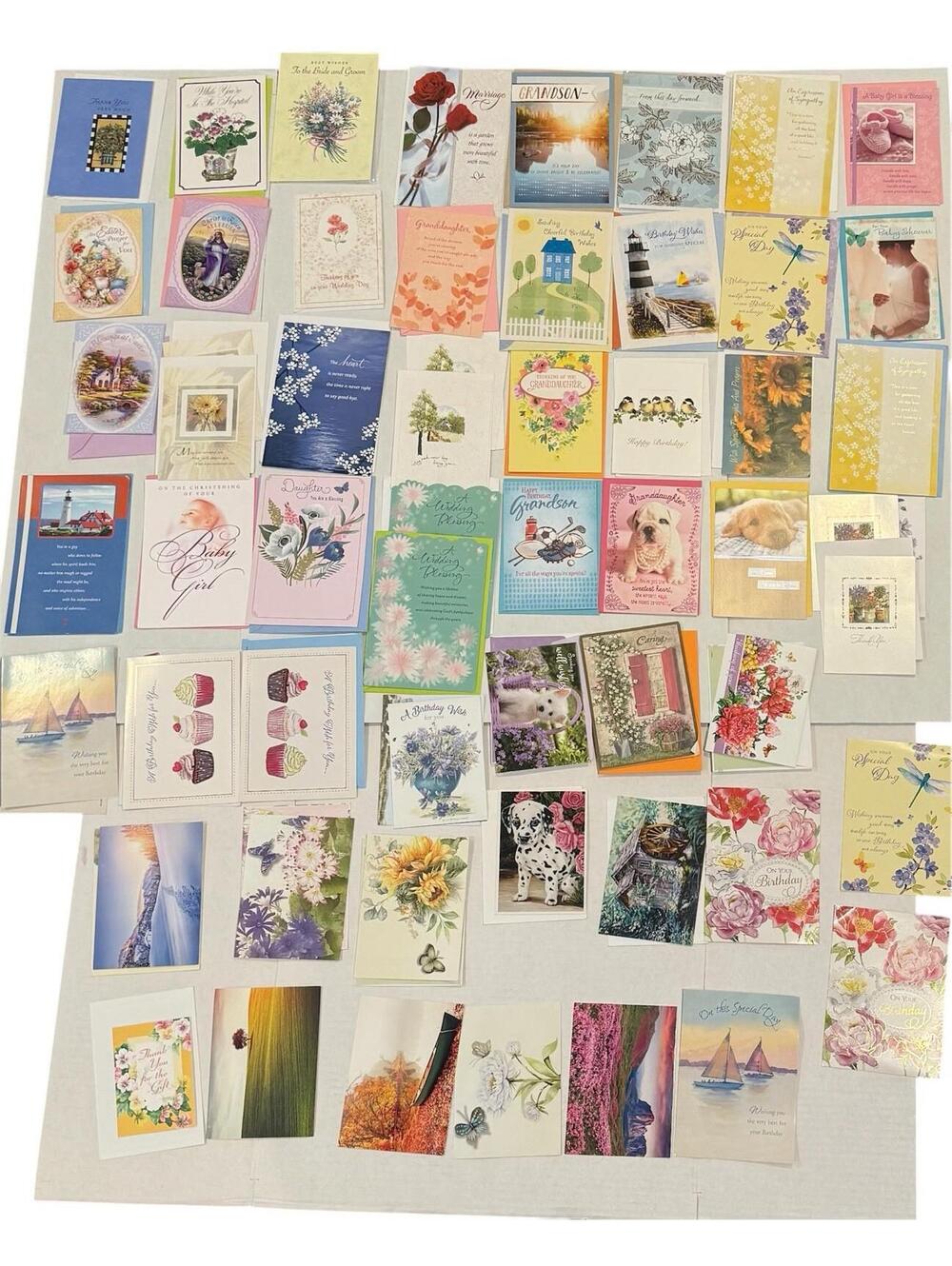 Lot Of 57 Greeting Cards (49 W/envelope); Hallmark, Blank, Image Craft, & More